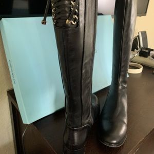 Antonio Melani Tall Wide Calf Black Leather Boot
